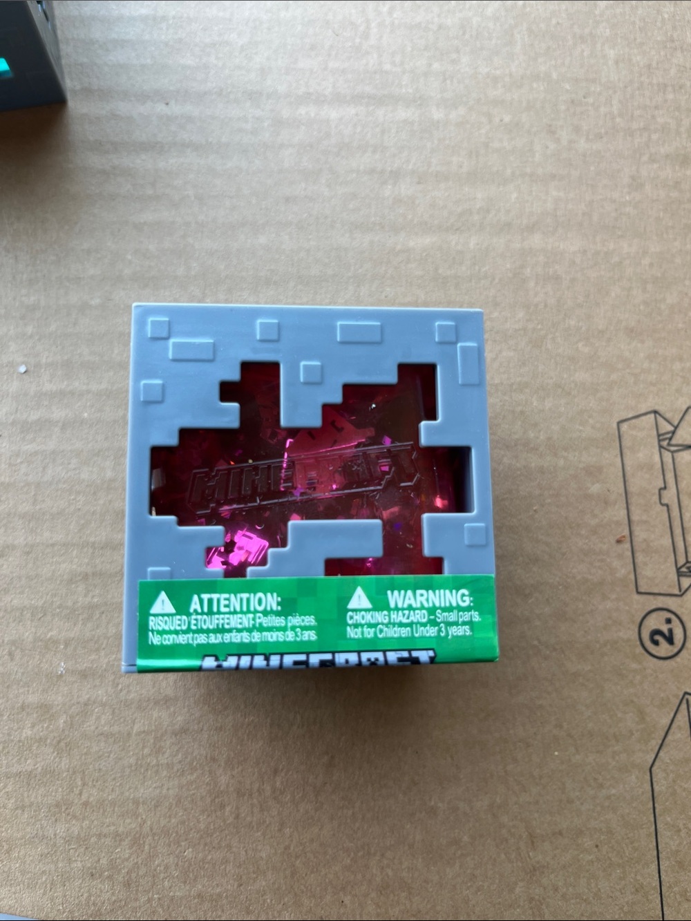 Minecraft Pink Crystal Collectible in Gray Display Box